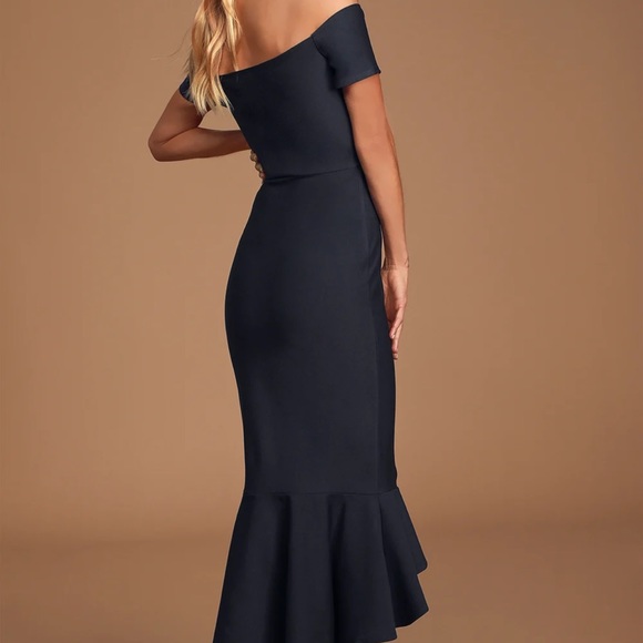 LULUS How Much I Care Midnight Blue Off-the-Shoulder Midi Dress XL - used once! - Picture 4 of 5